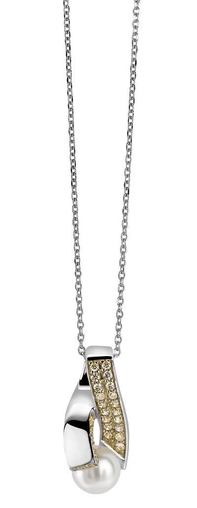 Orphelia Dames 925 Sterling Zilveren Set: Ketting-Pendant + Oorbellen - Zilver/Goud SET-5204