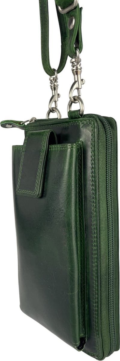 Portemonnee Dames – Groen – Telefoon – Crossbody Tas Dames - Portemonnee Heren - Leer