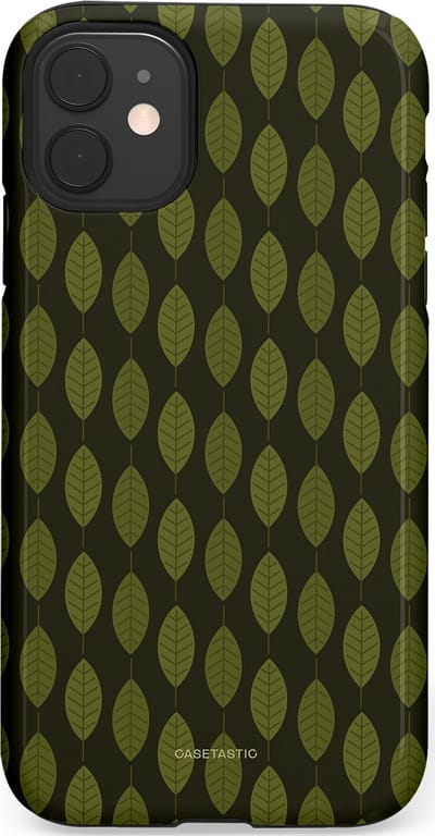 Casetastic hoesje geschikt voor Apple iPhone 11 - Dubbellaagse bescherming - Donkergroene Bladerendek - Fashion Case - Zwart Donkergroen