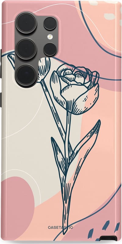 Casetastic Hoesje Geschikt voor Samsung S24 Ultra - Stijlvolle Beschermende Duo-layer Case - Sierlijke tulp