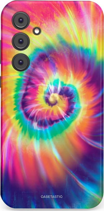Casetastic hoesje geschikt voor Samsung Galaxy A35 - Dubbellaagse bescherming - Kleurrijke draaikolk - Fashion Case - Donkerblauw Roze Goud Lavendel