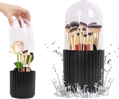 360 Graden Rotating Make-up Borstelhouder met Deksel, Reis Make-up Organizer, Stof- en Waterdichte Organizer voor Make-up, Badkamer en Bureau