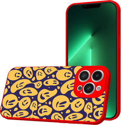Smartphonica Telefoonhoesje Geschikt voor iPhone 13 Pro met Smiley en Emoji opdruk - TPU Back Cover Case Smiley and Emoji Design - Rood geschikt voor iPhone 13 Pro