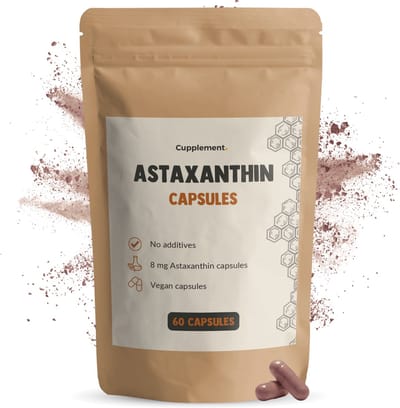 GOYU Astaxanthine 8 mg 60 Capsules - Haematococcus Pluvialis - Vegan - Zonder toevoegingen - Lab getest - 60 dagen voorraad per zakje