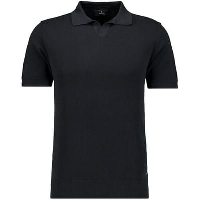 Ragman Trui Melange Resort Collar Short Sleeve Cotton Knit Zwart / male