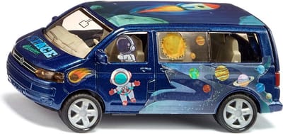 SIKU 6509, knutselset Style my siku, VW T5 "Astronaut", speelgoedauto, metaal/kunststof, blauw, incl. stickervel voor individuele vormgeving, achterklep kan open