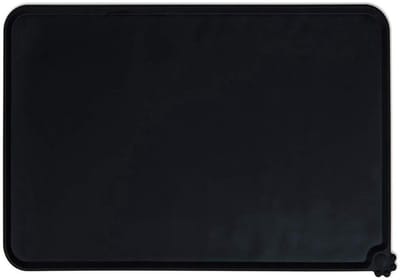 Okado Voerbak Placemat Hond & Kat Zwart – Siliconen Onderlegmat Waterdicht & Antislip – Beschermt Vloer tegen Morsen & Krassen – Makkelijk Schoon te Maken – 30 x 48 cm