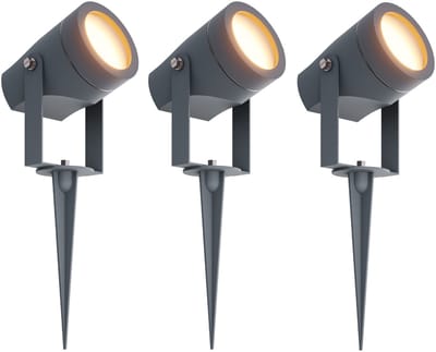 Ledvion - 3X LED Prikspots, Antraciet, IP44, 1W, 3000K, 1M Kabel, Tuinspots Buiten