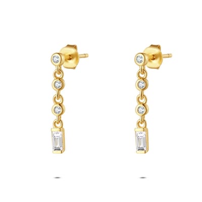 Twice As Nice Oorbellen in zilver, hangend met zirkonia Goudkleurig