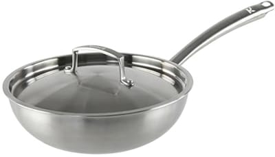 Roestvrijstalen Wok Ø 28 cm - PFAS-vrij - Geschikt voor Inductie en Oven - Inclusief Deksel