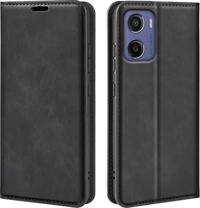 MobyDefend Hoesje - Geschikt voor Motorola Moto E15 / G05 - Luxe Wallet Bookcase (Magnetische Sluiting) - Zwart