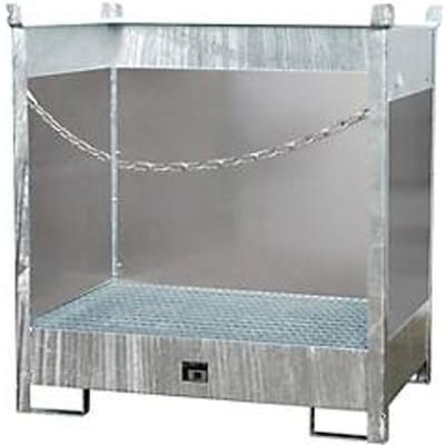 Stapelpallet voor vaten Bauer FSP-2 G, spatbeschermingswand 3-zijden, voor 2 x 200 l vat, gegalvaniseerd