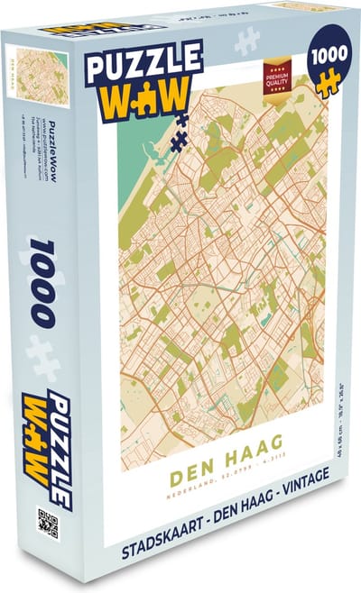Puzzel Stadskaart - Den Haag - Vintage - Legpuzzel - Puzzel 1000 stukjes volwassenen - Plattegrond