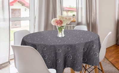 ABAKUHAUS vierkante ronde tafelkleed, asteroïde-oppervlak krater, cirkelvormige tafelkleedbedekking voor eetkamerkeukendecoratie, 150 cm, dimgrey