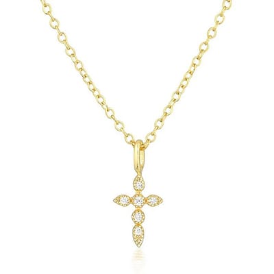 Elenza 925 Ketting verguld met Kruishanger en Diamantjes – Klassiek en Elegant