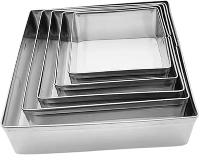 Winkrs - Set van 5 Vierkante Uitsteekvormen - 3,5 tot 6,5CM Metalen mal voor uitsteken van deeg, fondant of voedsel in vorm brengen.