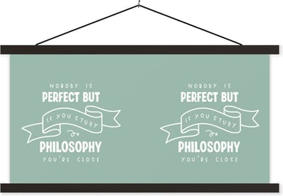 Posterhanger incl. Poster 60x30 cm - Schoolplaat - Filosofie - Quotes - Onderwijs - Studie - Textielposter - Zwarte latten