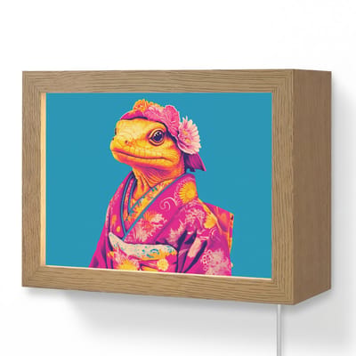 Wandlamp 20x15 cm - Oplaadbaar - Bloemenkrans - Hagedis - Kimono - Paars - Wandlampen binnen woonkamer - Slaapkamer lamp met kabel - Decoratieve nachtlamp - Vloerlamp snoer