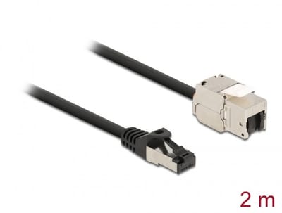 Delock Cable RJ45 plug to Keystone Module RJ45 jack Cat.6A 2 m black
