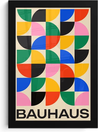Poster in lijst - Fotolijst 20x30 cm - Posters - Bauhaus - Abstract - Vintage - Kleurrijk - Kunst - Posterlijst zwart - Decoratie - Wanddecoratie woonkamer - Muurdecoratie slaapkamer