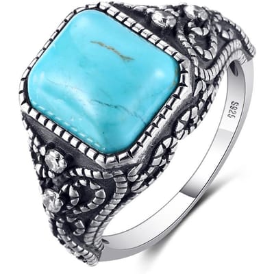 KoperenOvale Natuurlijke Turkoois Ringen voor Mannen Vrouwen KoperFijne Sieraden 10 blue