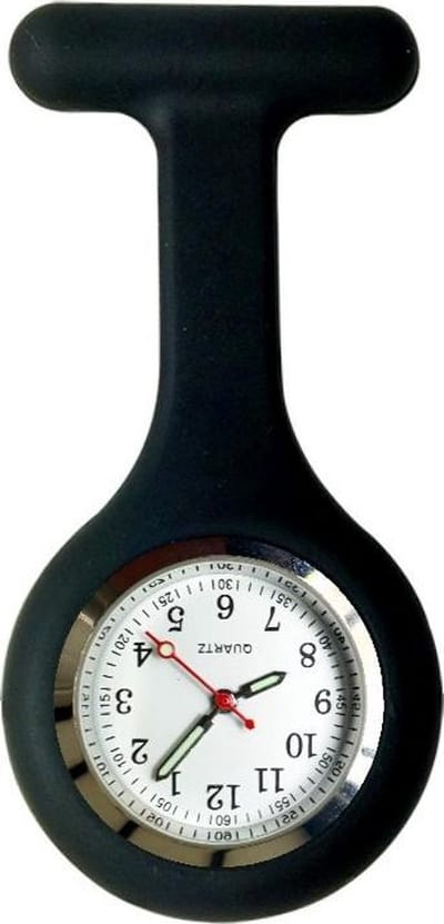 Fako® - Verpleegstershorloge - Zusterhorloge - Verpleegster Horloge - Siliconen RVS Lumi - Zwart
