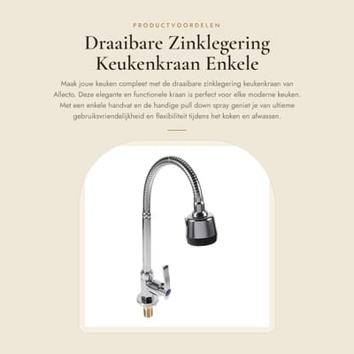 Dailygoods- Keukenkraan Draaibaar - Zinklegering - Enkele Handvat - Pull Down Spray - Hoogwaardige Kwaliteit - 100% Gloednieuw - Kraan