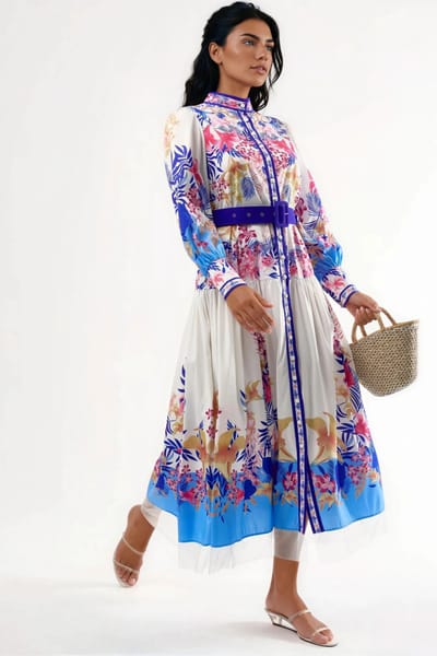 Florale Maxi-jurk met Ceintuur