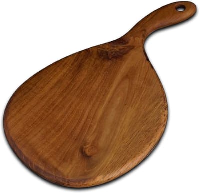 Rico & Plato Teakhouten Snijplank & Tapasplank “Fennel” – 39 × 21 cm – Houten Serveerschaal met Handvat – Duurzaam & Handgemaakt