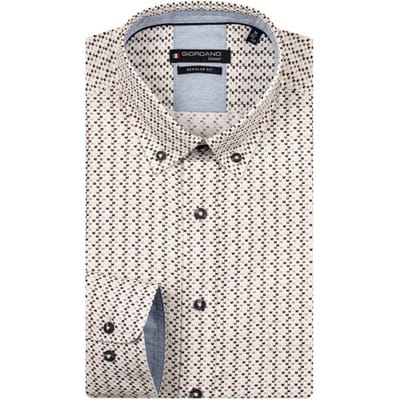 Giordano Overhemd Ivy Soft Oxford Mini Graphic Pattern Deep Mauve-Multi / male