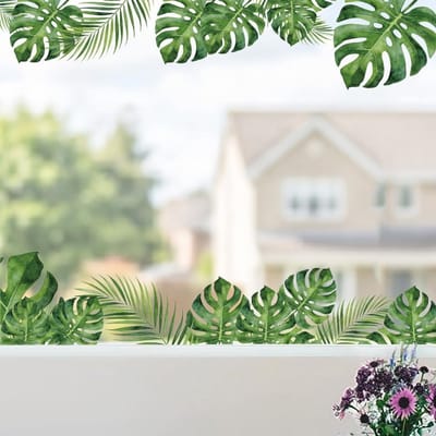 Planten raamstickers met verse bladeren - Waterdichte PVC stickers voor bescherming tegen vogels en privacy in slaapkamer en badkamer, perfect als cadeau voor moeder