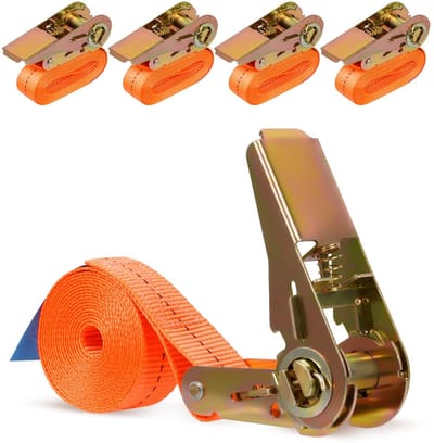 Dailygoods- Spanbanden met Ratel - 4 Stuks - 2 Meter - 1000 kg Bevestigingskracht - Verstelbare Sjorbanden - Robuust Polyester - Voor Auto en Motorfiets - Sjorband