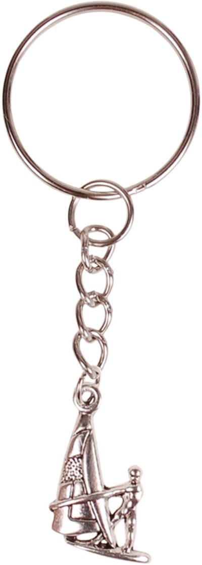 Sleutelhanger/Tashangertje - Zilverkleurige Sleutelring - hanger Windsurfer