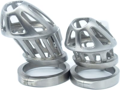 BON4MplusHinged RVS Peniskooi Set Kuisheidskooi voor Mannen Male Chastity Package in Stainless Steel