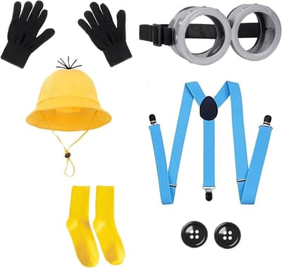 Geel kostuumset voor volwassenen - 6-delige verkleedset voor feesten, carnaval en thema-avonden