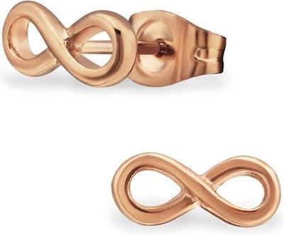 Amanto Oorbellen Branko - Dames - 316L Staal RoseGoudkleurig PVD - Infinity - 10 x 4 mm
