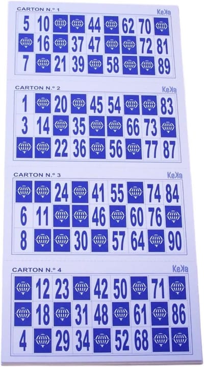 Bingo Kaarten - Grote Cijfers - Traditioneel Spel - Stevig Karton - 48 Stuks - Blauw