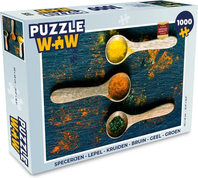 Puzzel Specerijen - Lepel - Kruiden - Bruin - Geel - Groen - Legpuzzel - Puzzel 1000 stukjes volwassenen