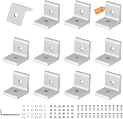 Hoekbevestigingsmateriaal Set - Profielverbinding L-vormig - Constructies Bouwen - Roestbestendig Aluminium - 12 Stuks 40x40 - Zilver