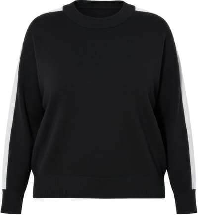 Studio Untold - Dames - Trui oversized gestreepte mouwen lange ballonmouwen - Zwart - Maat 42+
