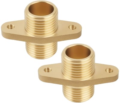 Dailygoods - 1/2 Inch Dubbele Externe Draad - Messing Flens Pijp Joint - Duurzaam en Corrosiebestendig - 2 stks - Voor Aansluiten van Water - Accessoi