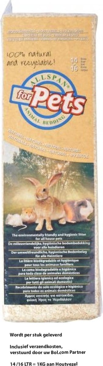 Woody Pets Houtvezels | 14 ltr Bodembedekking 1kg