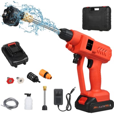 Laveuse électrique sans fil 300W, Machine à laver haute puissance avec batterie Rechargeable par pulvérisation 6 en 1 pour voiture rouge