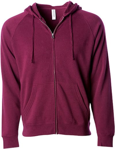 Independent Unisex Midweight Special Blend Raglan Zip Hood NP355 - Maroon - XS