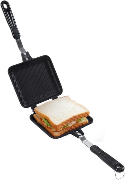 Dubbelzijdige Toast Pan - Sandwich Maker - Ontbijt Maken - Antiaanbaklaag - 35 cm - Zilver