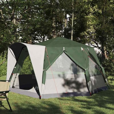 vidaXL - Cabin - Tent - 5-Person - met - dak - Groen - en - Wit - 333 - x - 317 - x - 194 - cm