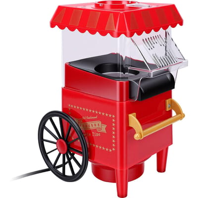 Machine à Popcorn Vintage, Mini Machine à Popcorn Domestique pour Enfants, Machine à Popcorn Électrique Automatique, Légère, Uniforme L rouge foncé