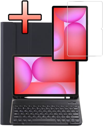 Hoes - Geschikt voor Samsung Galaxy Tab S10 FE - Met Screenprotector - Keyboard Book Cover - Toetsenbord Case - Hoesje - Zwart