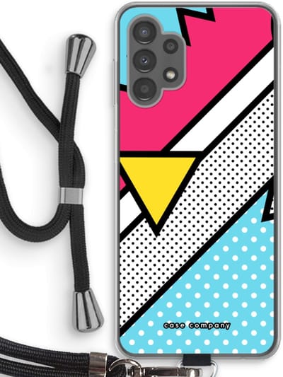 Case Company® - Hoesje met koord geschikt voor Samsung Galaxy A13 4G hoesje met Koord - Pop Art #3 - Telefoonhoesje met Zwart Koord - Bescherming aan alle Kanten en Over de Schermrand