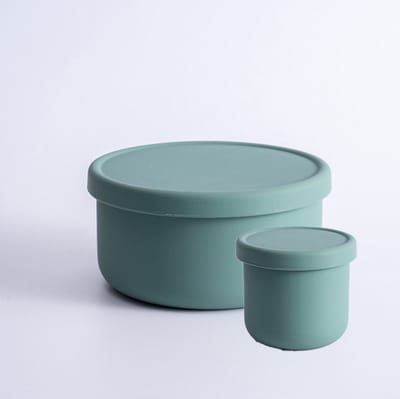 trus. - set van 2 siliconen bakjes - blauw - to go lunchbox - vershoudbakjes - anti lek